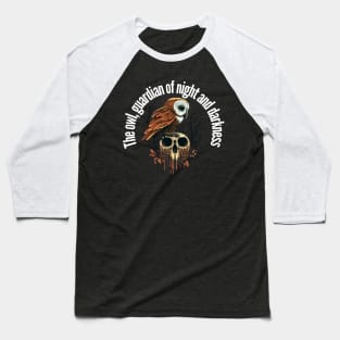 Owl on top of skull Baseball T-Shirt